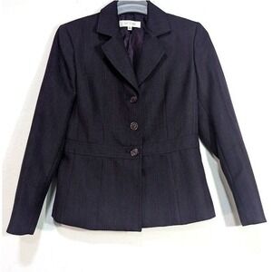 Suit Studio Purple Herringbone Blazer Jacket Size 8 Tailored 3-Button Office